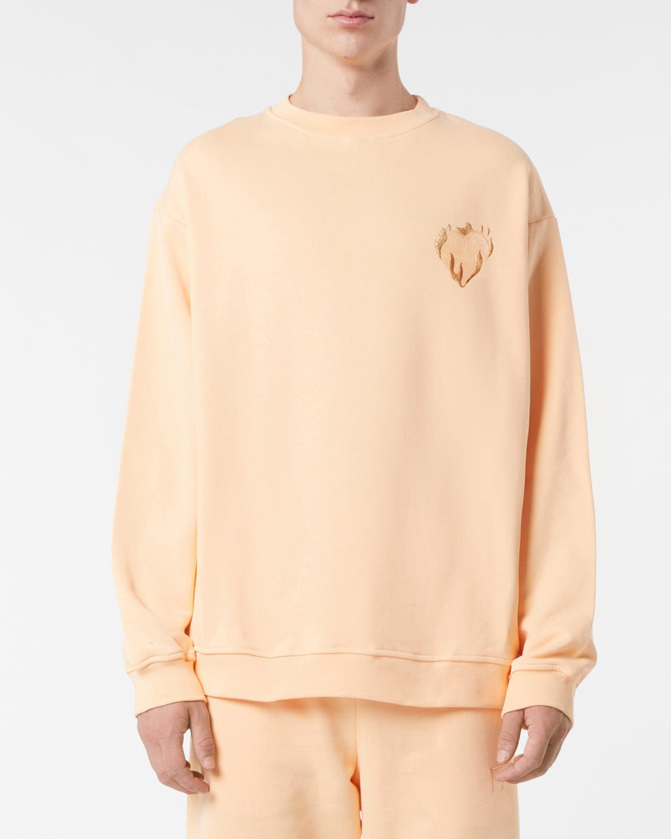 Vision Of Super PEACH CREWNECK WITH EMBROIDERED FLAMING HEART Soddisfazione Garantita
