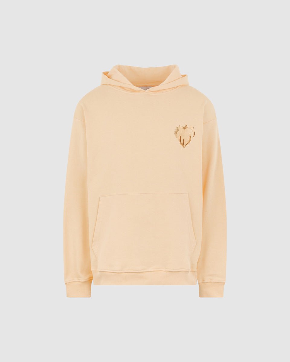 Vision Of Super PEACH HOODIE WITH EMBROIDERED FLAMING HEART