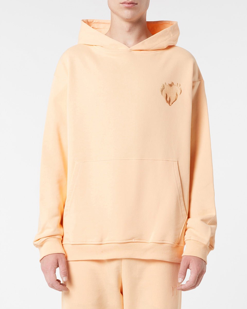 Vision Of Super PEACH HOODIE WITH EMBROIDERED FLAMING HEART Qualità Garantita