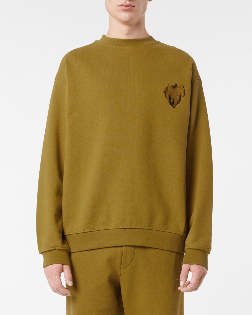 Vision Of Super PLANTATION CREWNECK WITH EMBROIDERED FLAMING HEART Negozi Online