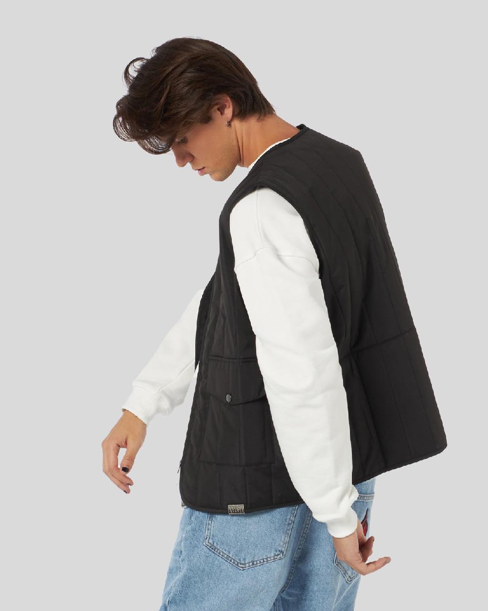 Vision Of Super BLACK GILET WITH VOS GRAPHICS PATCHES AND LOGO Shopping Online