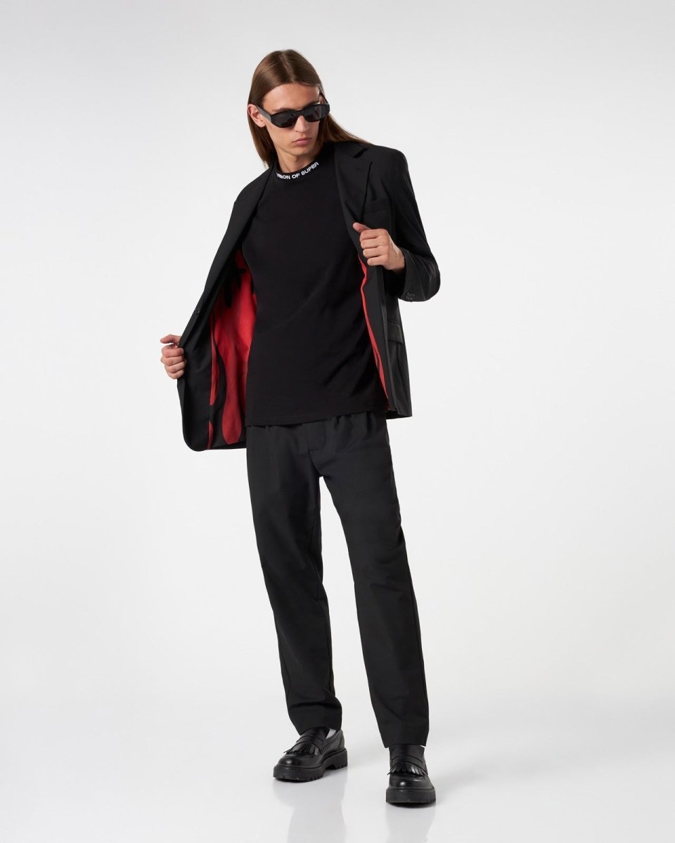 Vision Of Super BLACK BLAZER WITH INTERNAL FLAMES Affare Del Giorno