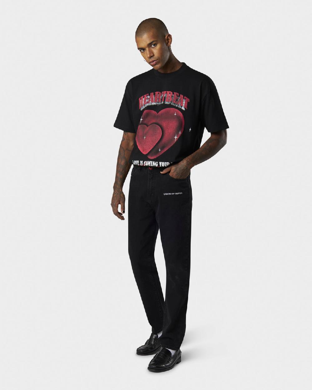 Vision Of Super BLACK DENIM WITH WHITE EMBROIDERED LOGO ON FRONT Novità