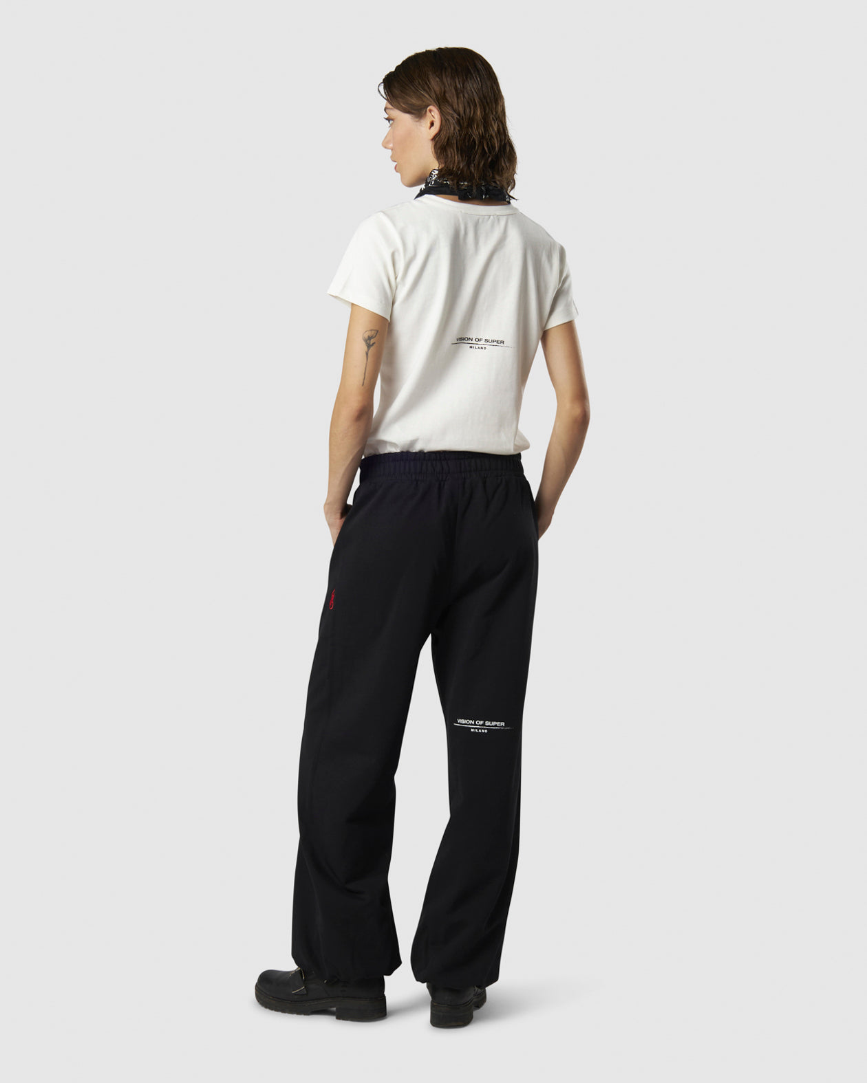 Vision Of Super BLACK WOMEN PANTS WITH EMBROIDERED FLAME LOGO ON FRONT AND PRINTED LOGO ON BACK Online