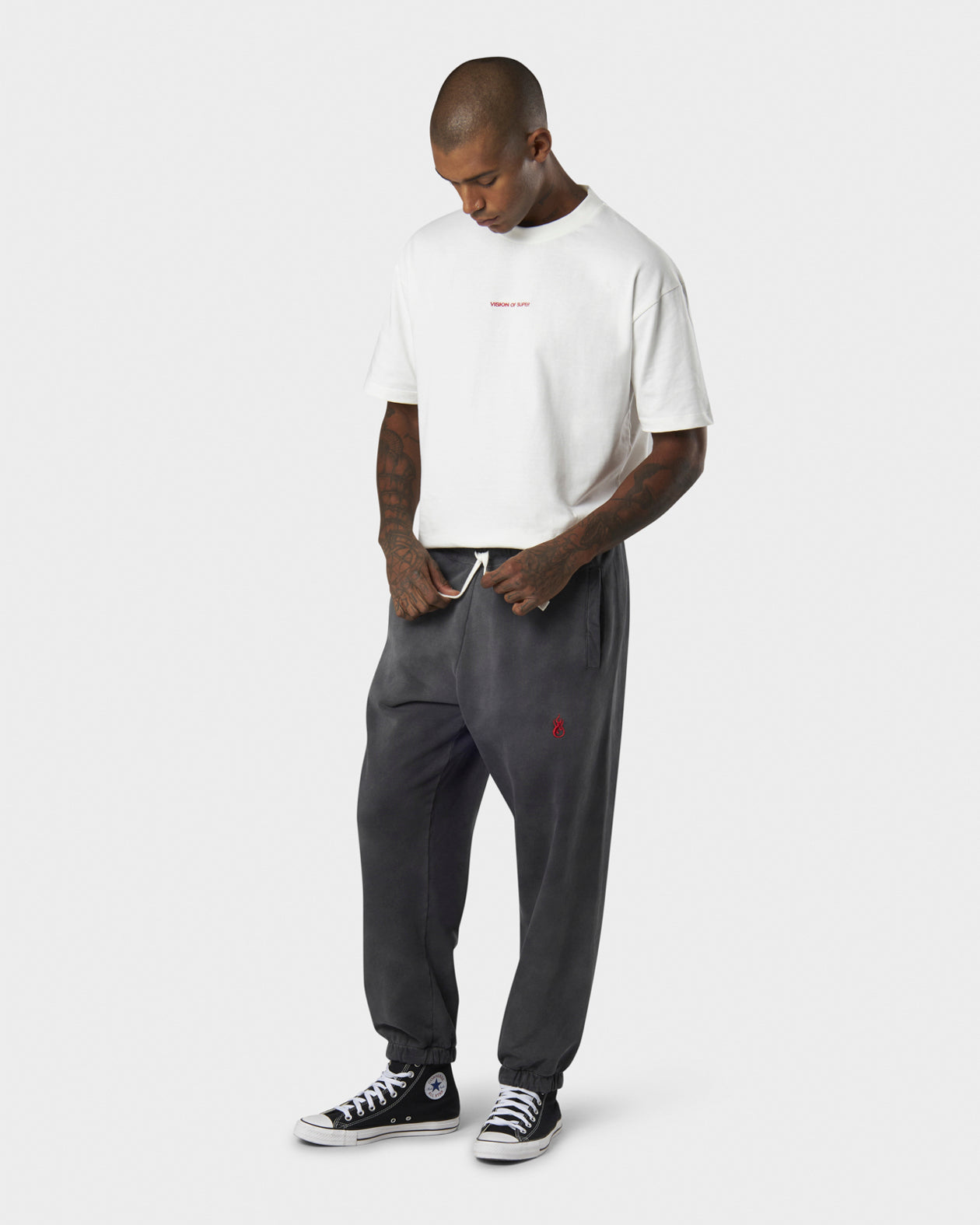 Vision Of Super COLD WASH PANTS WITH RED FLAME METAL LABEL AND PRINTED LOGO Outlet
