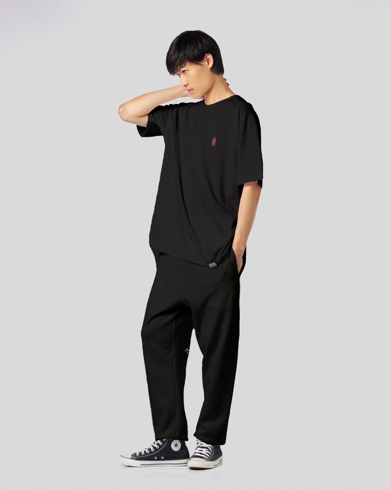Vision Of Super BLACK PANTS WITH FLAMES LOGO In Vendita