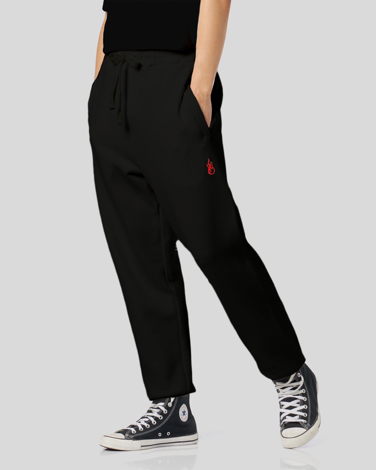Vision Of Super BLACK PANTS WITH FLAMES LOGO In Vendita