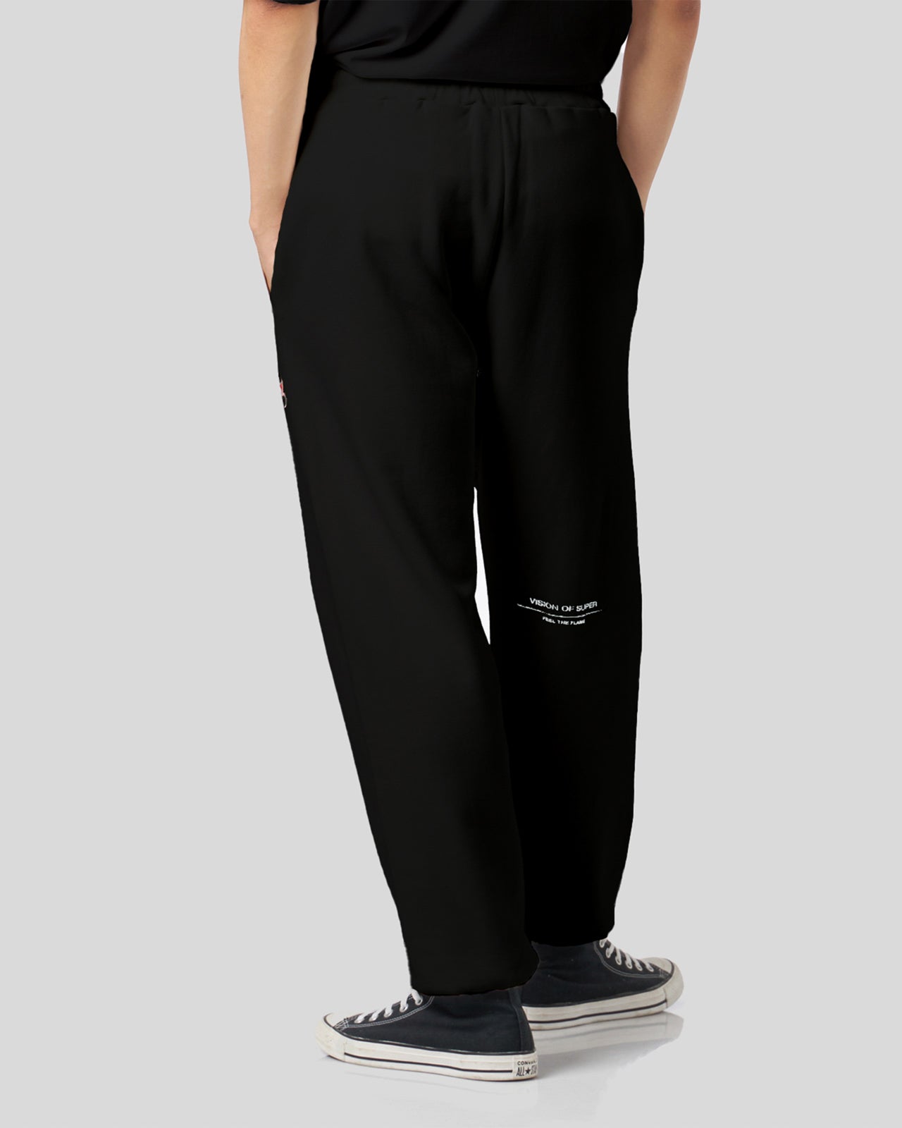 Vision Of Super BLACK PANTS WITH FLAMES LOGO In Vendita