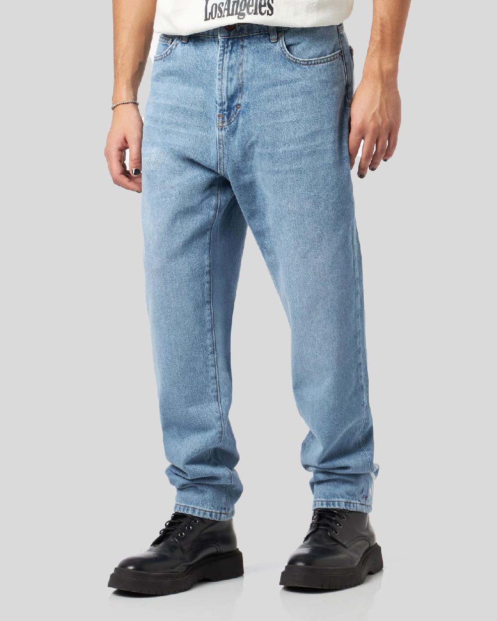 Vision Of Super BLUE DENIM JEANS WITH PRINTED FLAMES AND LOGO Saldi