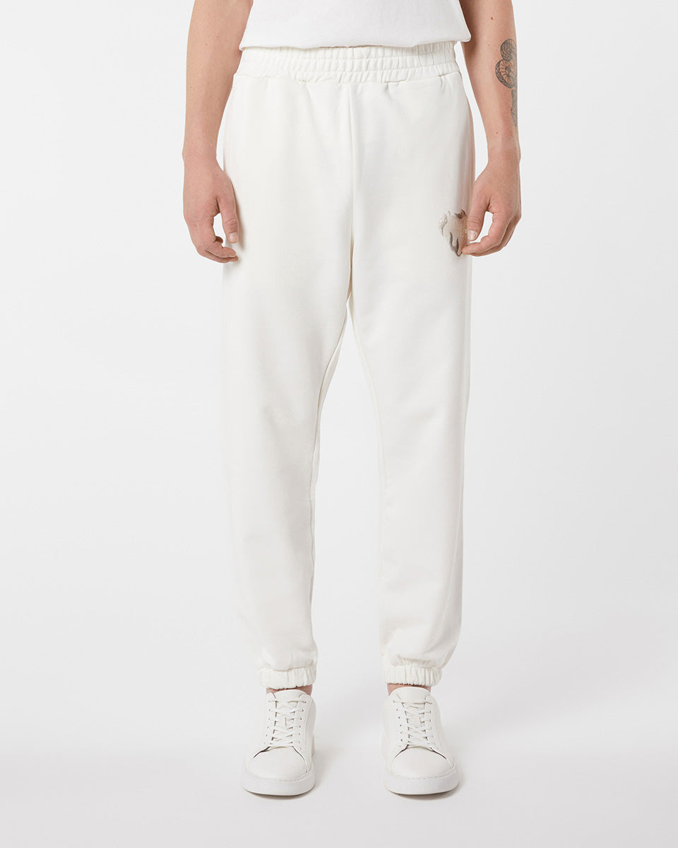 Vision Of Super OFF WHITE PANTS WITH EMBROIDERED FLAMING HEART I Più Venduti