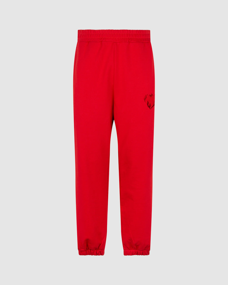 Vision Of Super RED PANTS WITH EMBROIDERED FLAMING HEART Vendite Flash