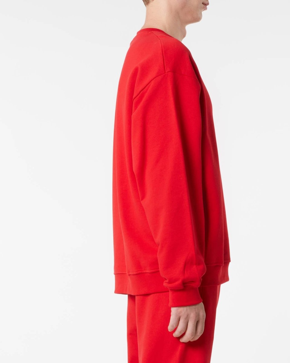 Vision Of Super RED CREWNECK WITH EMBROIDERED FLAMING HEART In Saldo