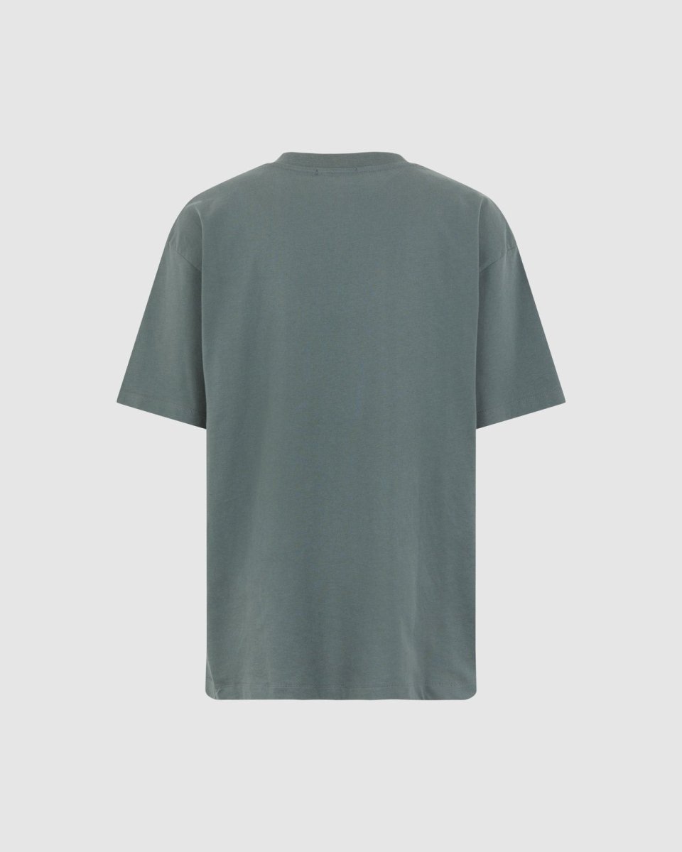 Vision Of Super BALSAM GREEN T-SHIRT WITH EMBROIDERED FLAMING HEART Nuova