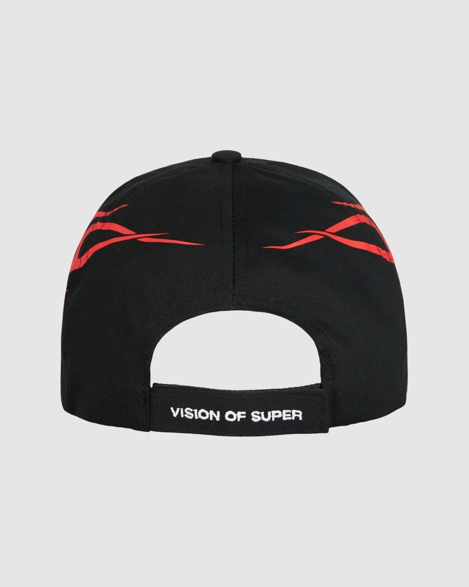 Vision Of Super BLACK CAP WITH RED TRIBAL PRINT 2025