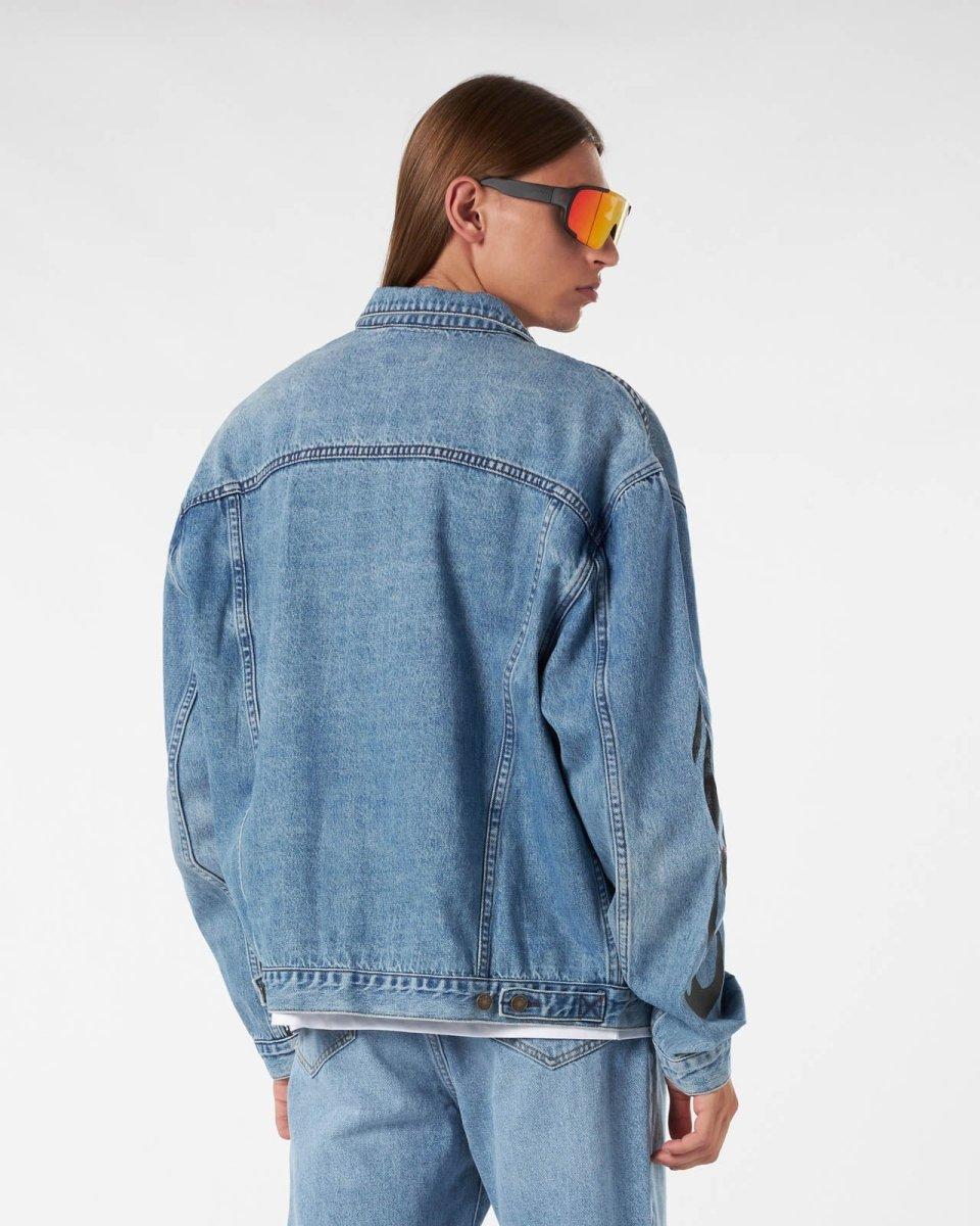 Vision Of Super BLUE DENIM JACKET WITH BLACK TRIBAL FLAMES In Linea