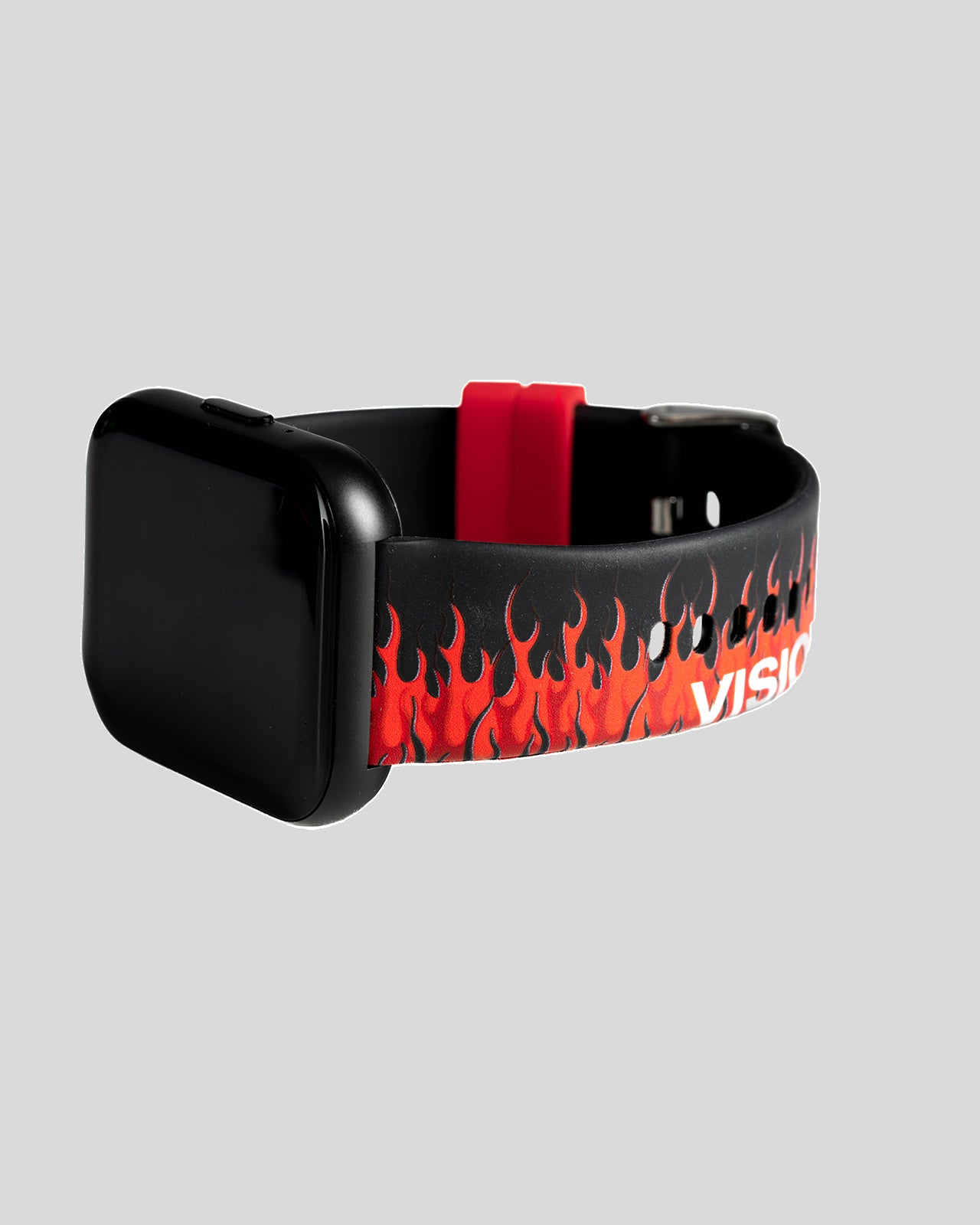 Vision Of Super BLACK SMARTWATCH WITH RED FLAMES AND WHITE LOGO Promozione