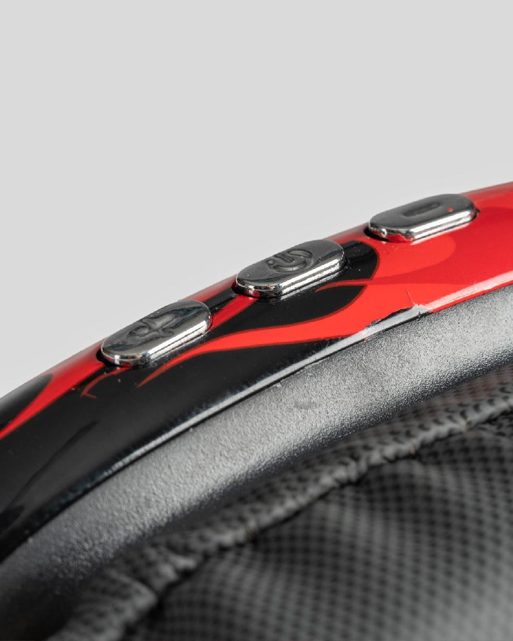 Vision Of Super BLACK HEADPHONES WITH RED FLAMES AND WHITE LOGO Spedizione Gratuita
