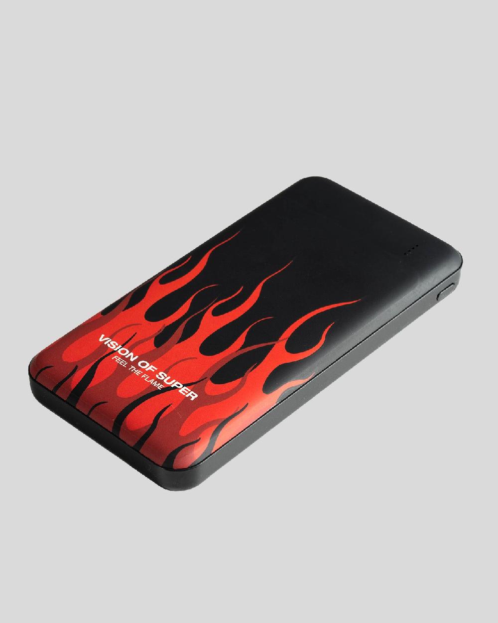 Vision Of Super BLACK POWERBANK WITH RED FLAMES AND WHITE LOGO Pezzi Unici