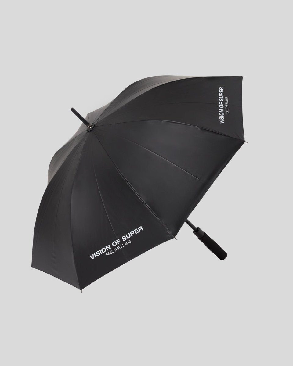 Vision Of Super BLACK UMBRELLA WITH TRIPLE FLAMES AND LOGO PRINT Qualità Garantita