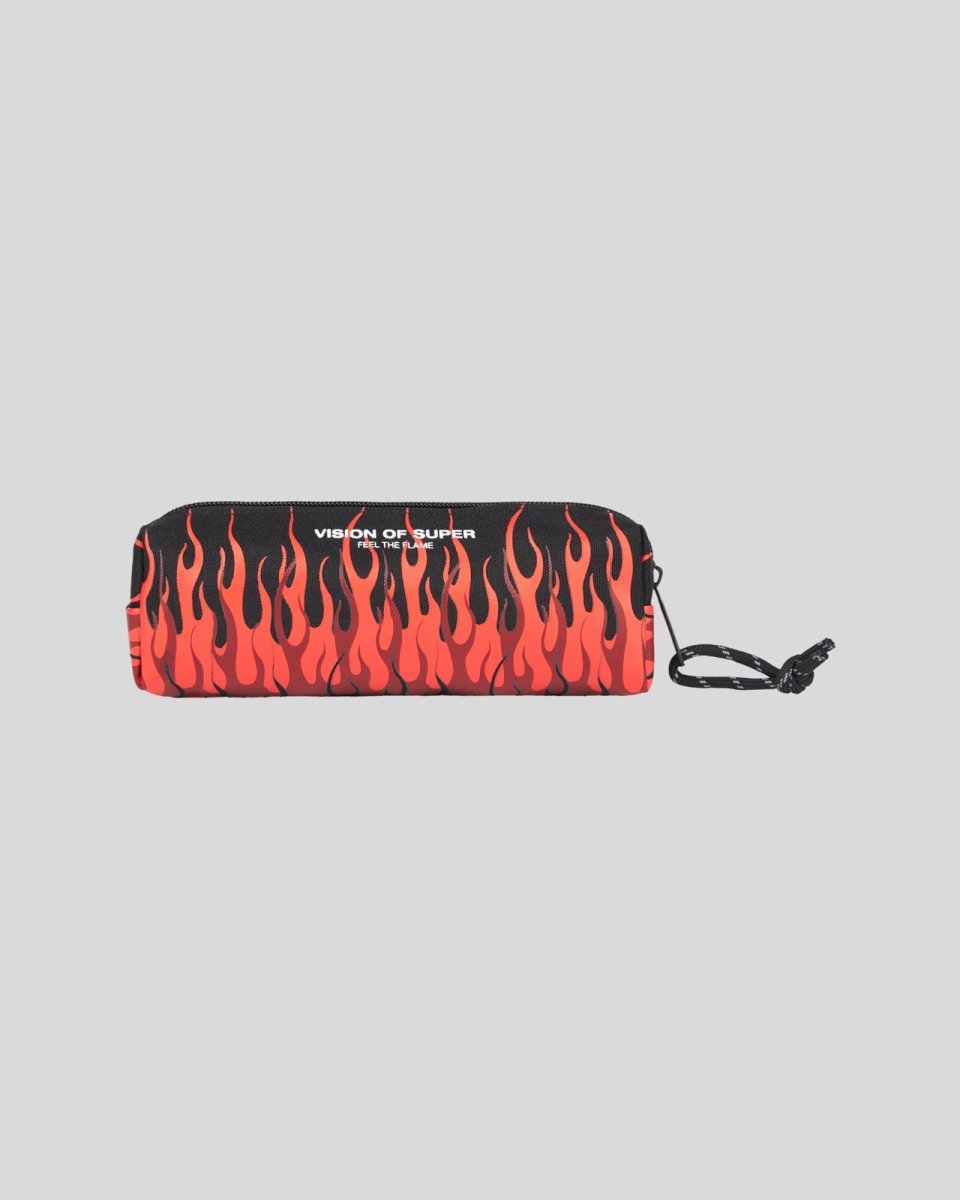 Vision Of Super BLACK PENCIL CASE WITH TRIPLE FLAMES AND LOGO Acquista Ora