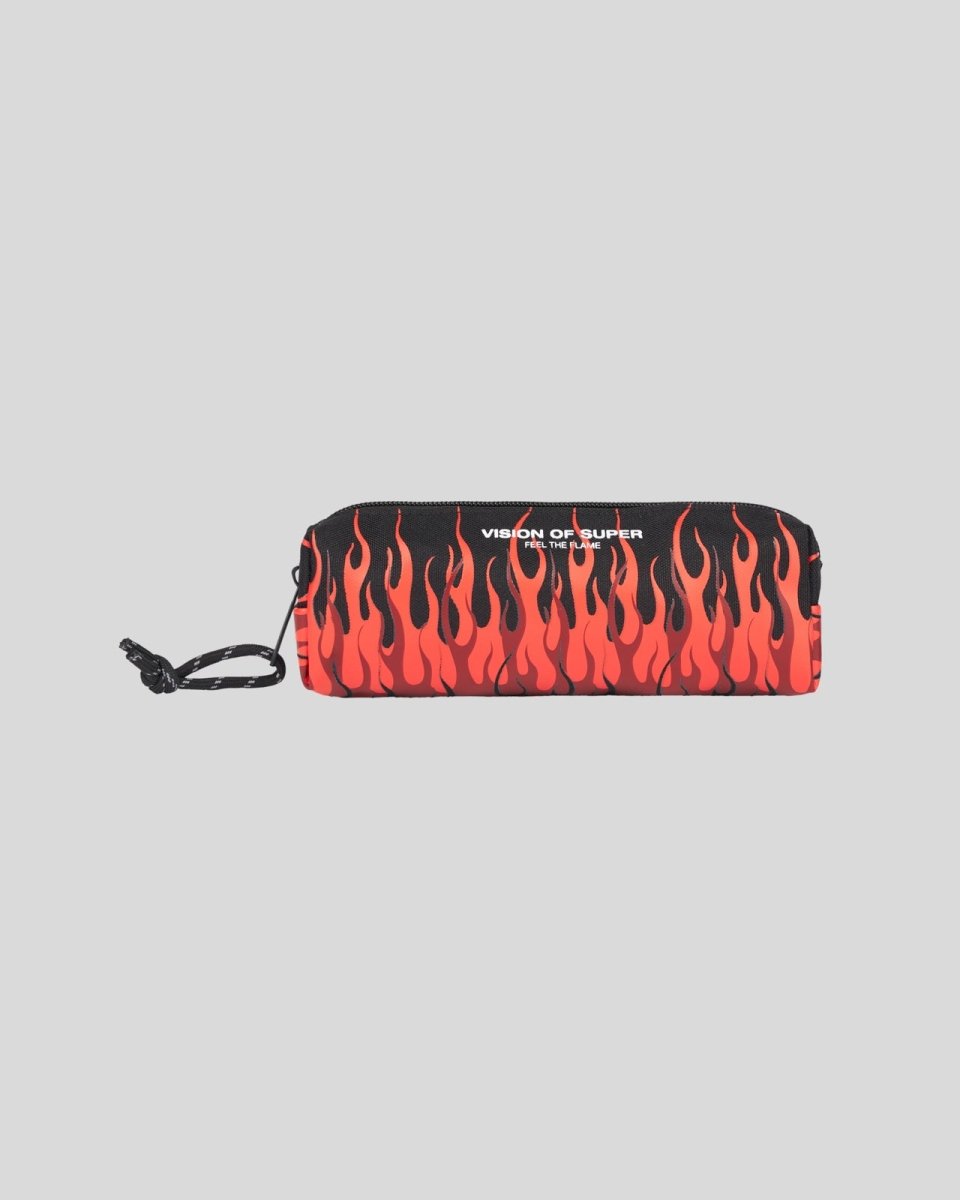 Vision Of Super BLACK PENCIL CASE WITH TRIPLE FLAMES AND LOGO Acquista Ora