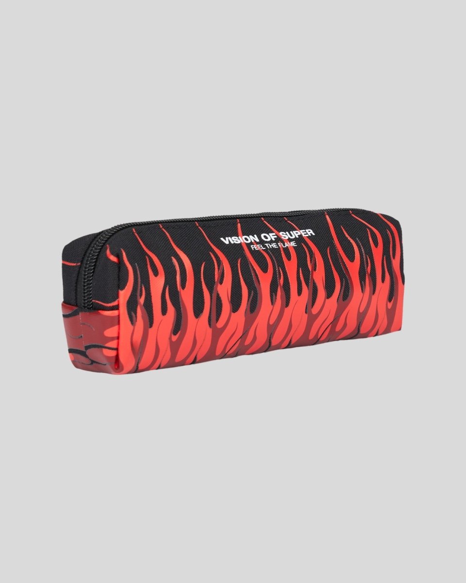 Vision Of Super BLACK PENCIL CASE WITH TRIPLE FLAMES AND LOGO Acquista Ora