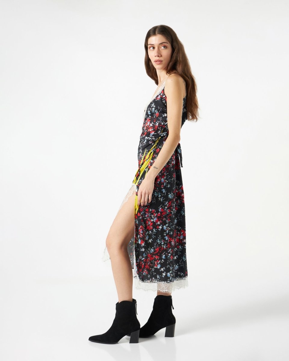 Vision Of Super FINE BLACK DRESS WITH YELLOW FLAMES Promozione Limitata