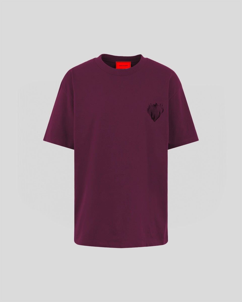 Vision Of Super GRAPE WINE T-SHIRT WITH EMBROIDERED FLAMING HEART Fino Al -60%