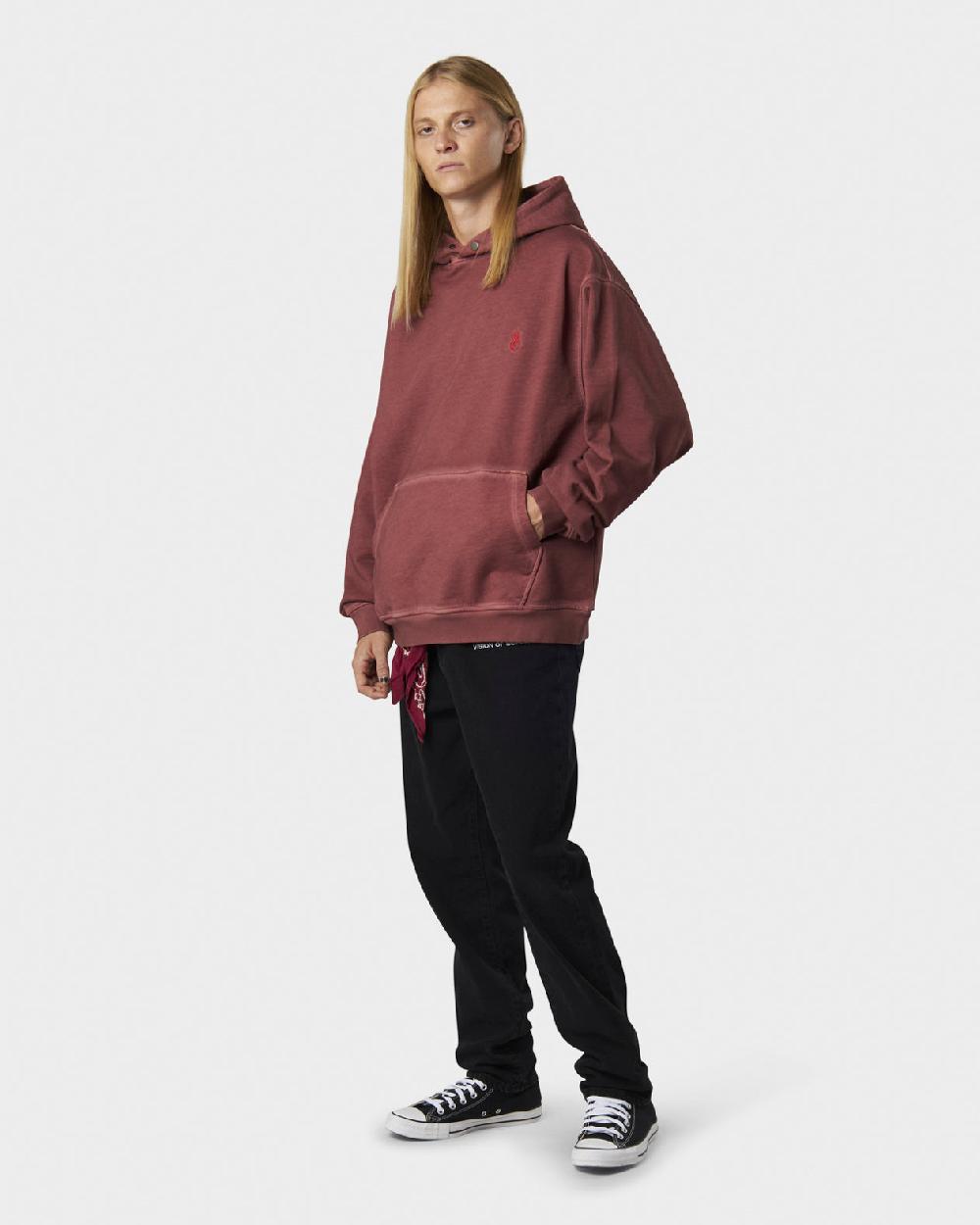 Vision Of Super RUST HOODIE WITH EMBROIDERED RED FLAME AND PRINTED LOGO Sconto
