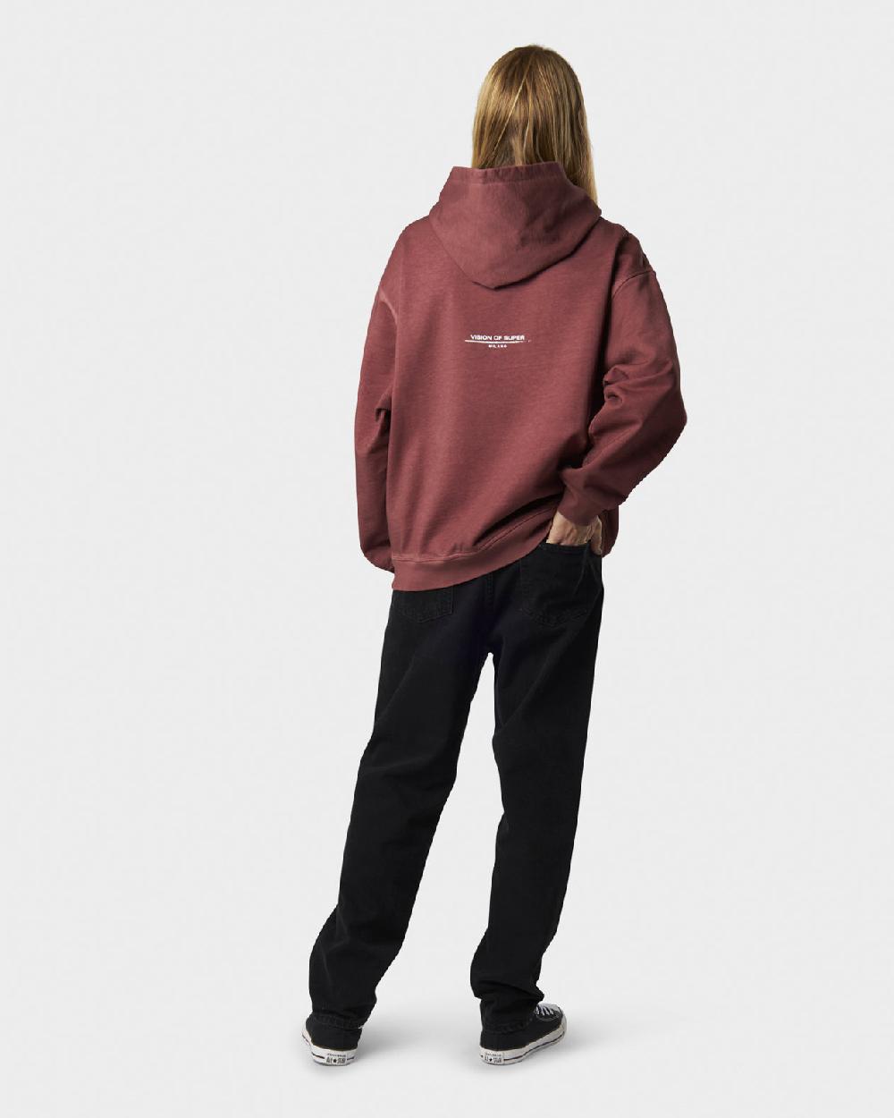 Vision Of Super RUST HOODIE WITH EMBROIDERED RED FLAME AND PRINTED LOGO Sconto