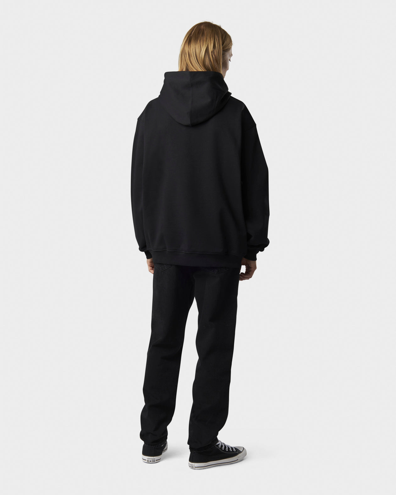 Vision Of Super BLACK HOODIE WITH HEARTBEAT PRINT ON FRONT AND METAL LABEL AND BUTTON Offerta