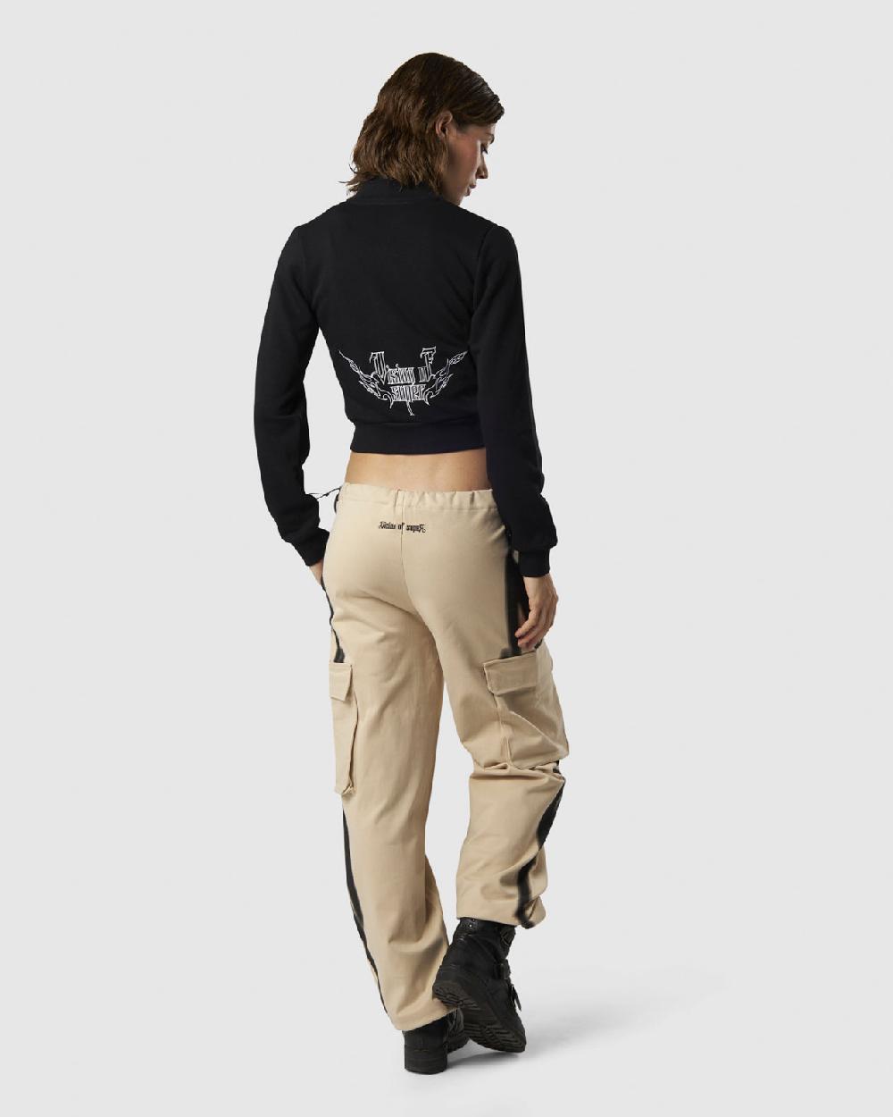 Vision Of Super BLACK LONGSLEEVE ZIP WITH EMBROIDERED LOGO ON FRONT AND EMBROIDERED TRIBAL GRAPHIC ON BACK In Vendita
