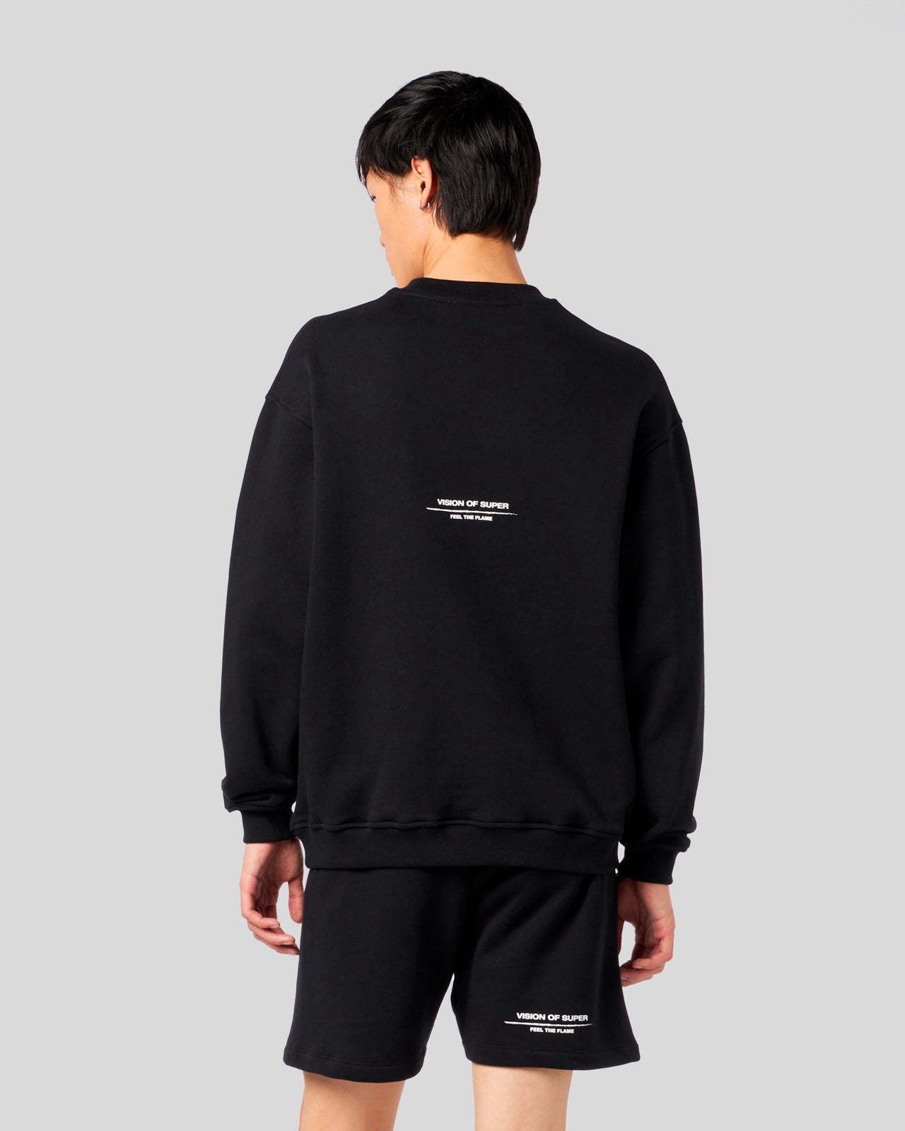 Vision Of Super BLACK CREWNECK WITH FLAMES LOGO Saldi
