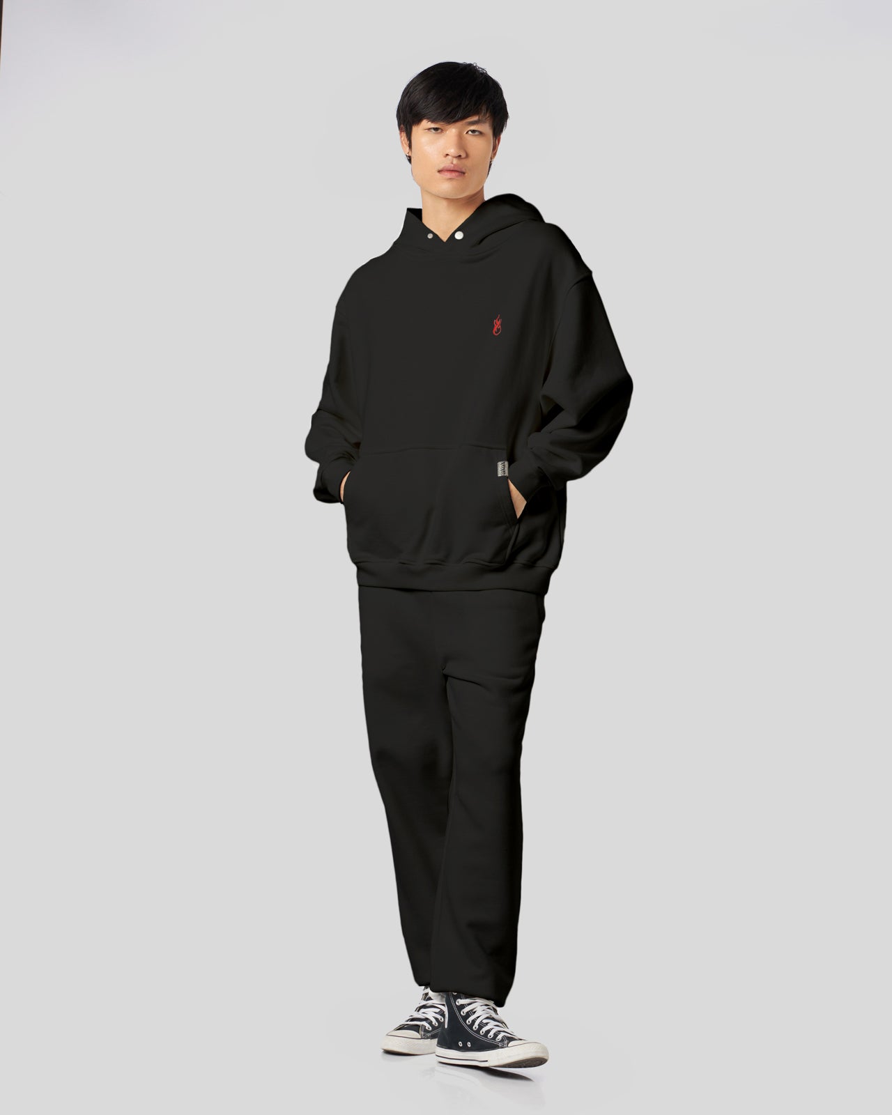 Vision Of Super BLACK HOODIE WITH FLAMES LOGO Offerte