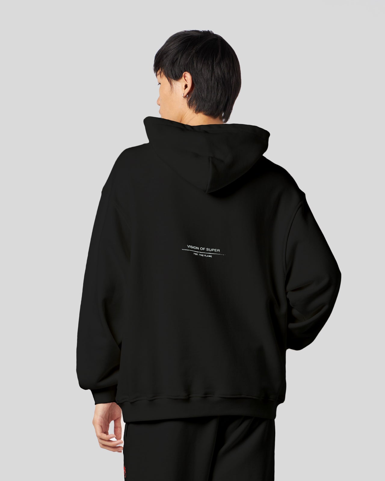 Vision Of Super BLACK HOODIE WITH FLAMES LOGO Offerte