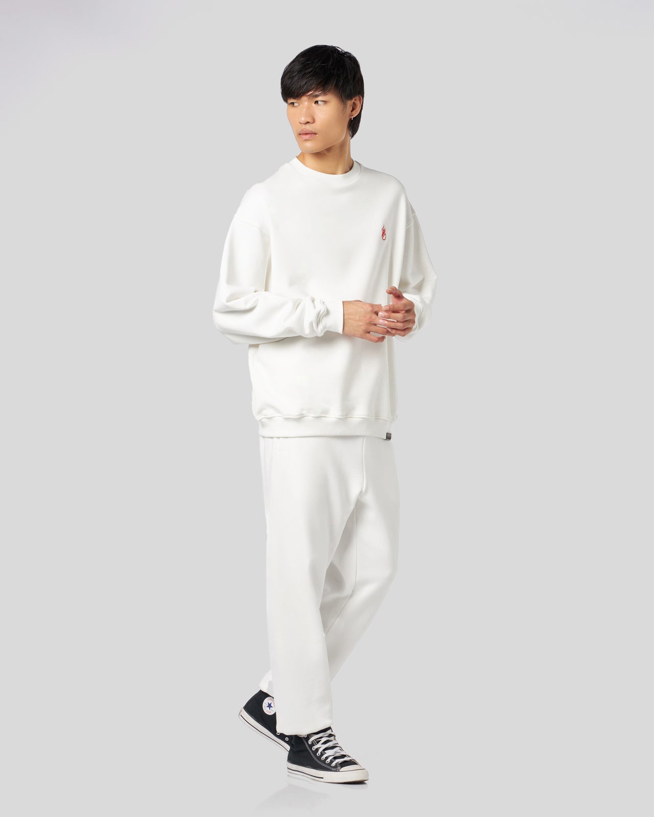 Vision Of Super WHITE CREWNECK WITH FLAMES LOGO Hotsell