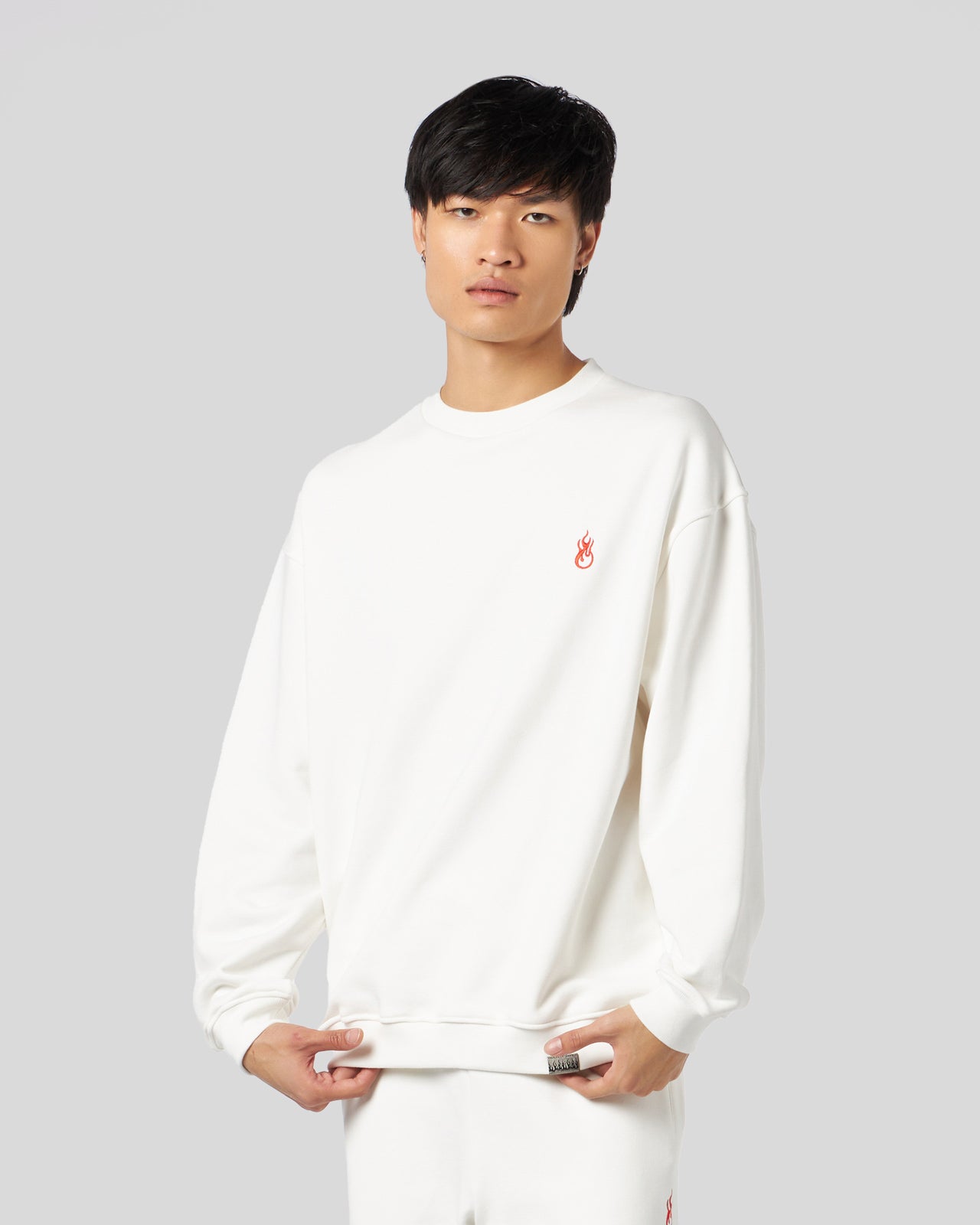 Vision Of Super WHITE CREWNECK WITH FLAMES LOGO Hotsell
