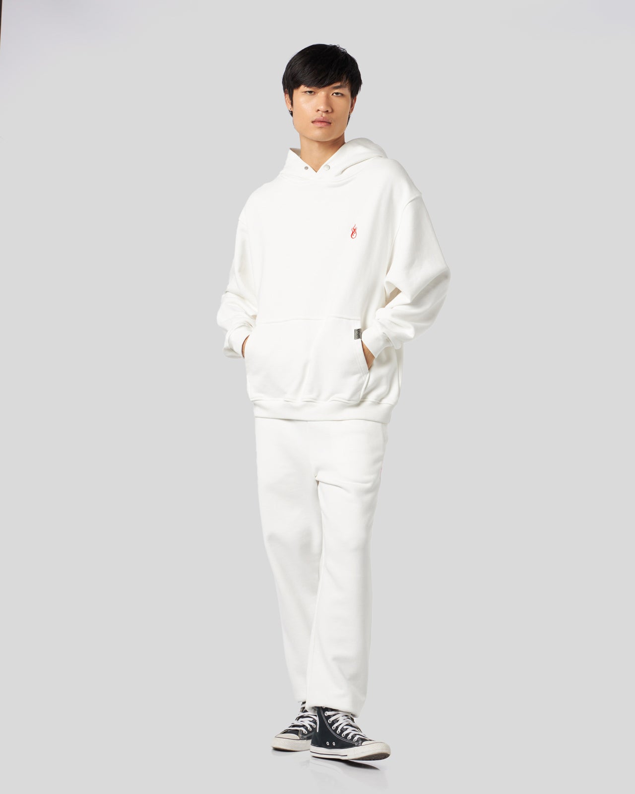 Vision Of Super WHITE HOODIE WITH FLAMES LOGO Vendita Calda