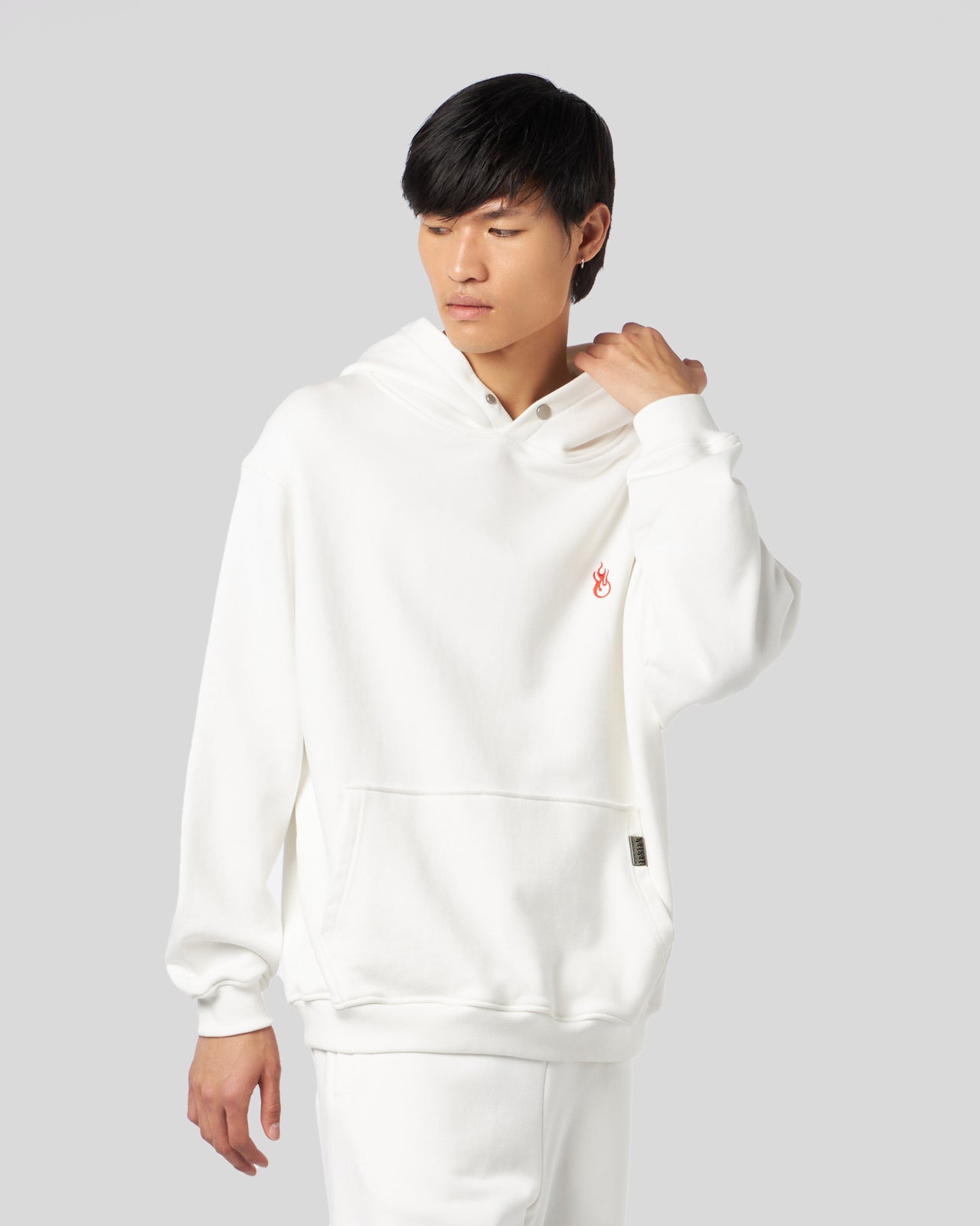 Vision Of Super WHITE HOODIE WITH FLAMES LOGO Vendita Calda