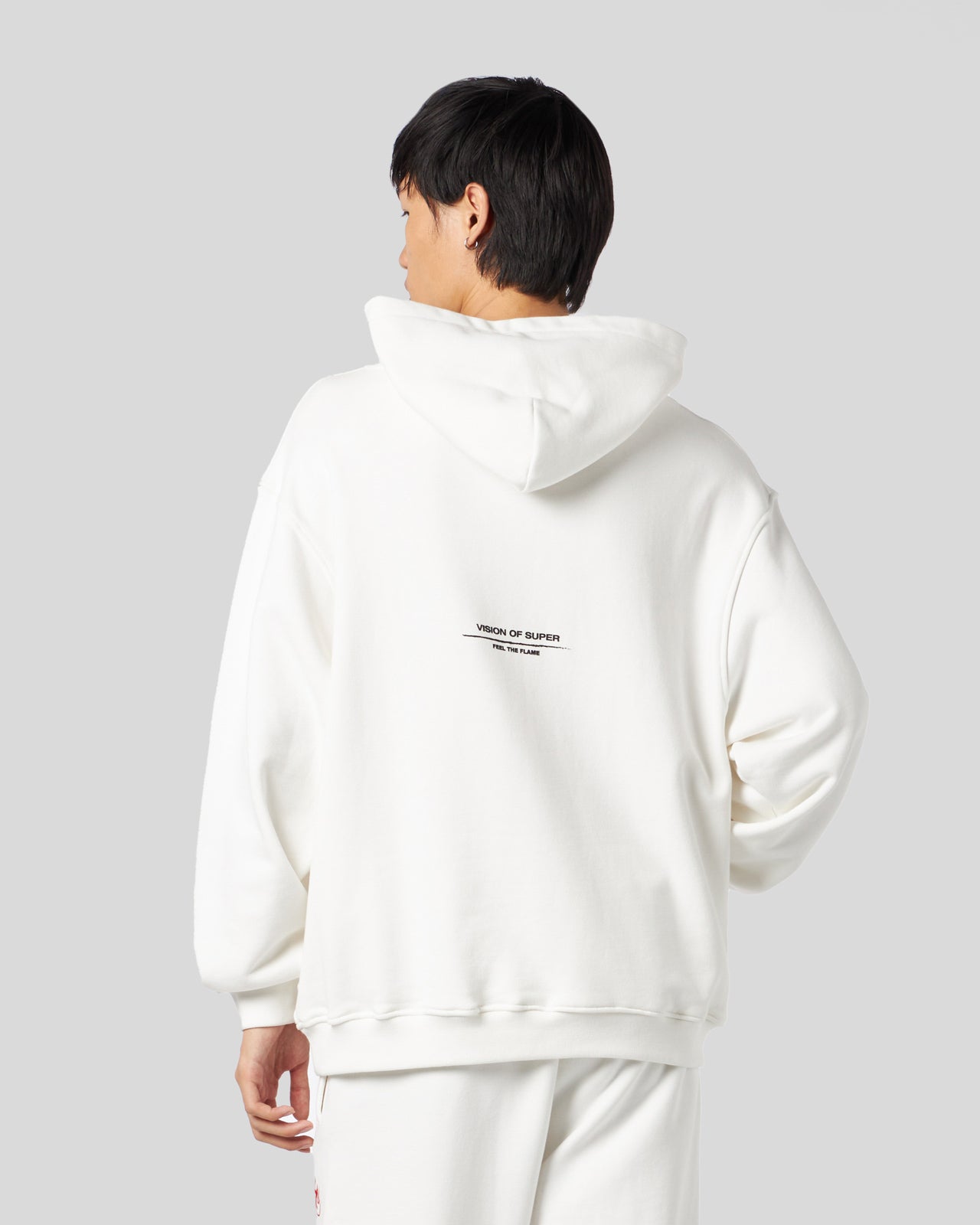 Vision Of Super WHITE HOODIE WITH FLAMES LOGO Vendita Calda