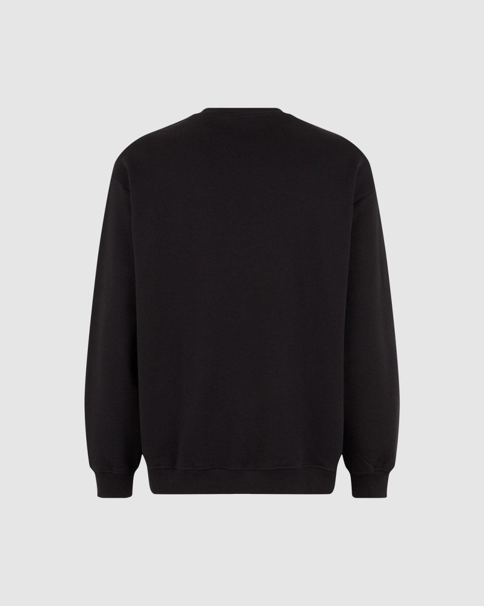 Vision Of Super BLACK CREWNECK WITH EMBROIDERED FLAMING HEART Vendita Economica