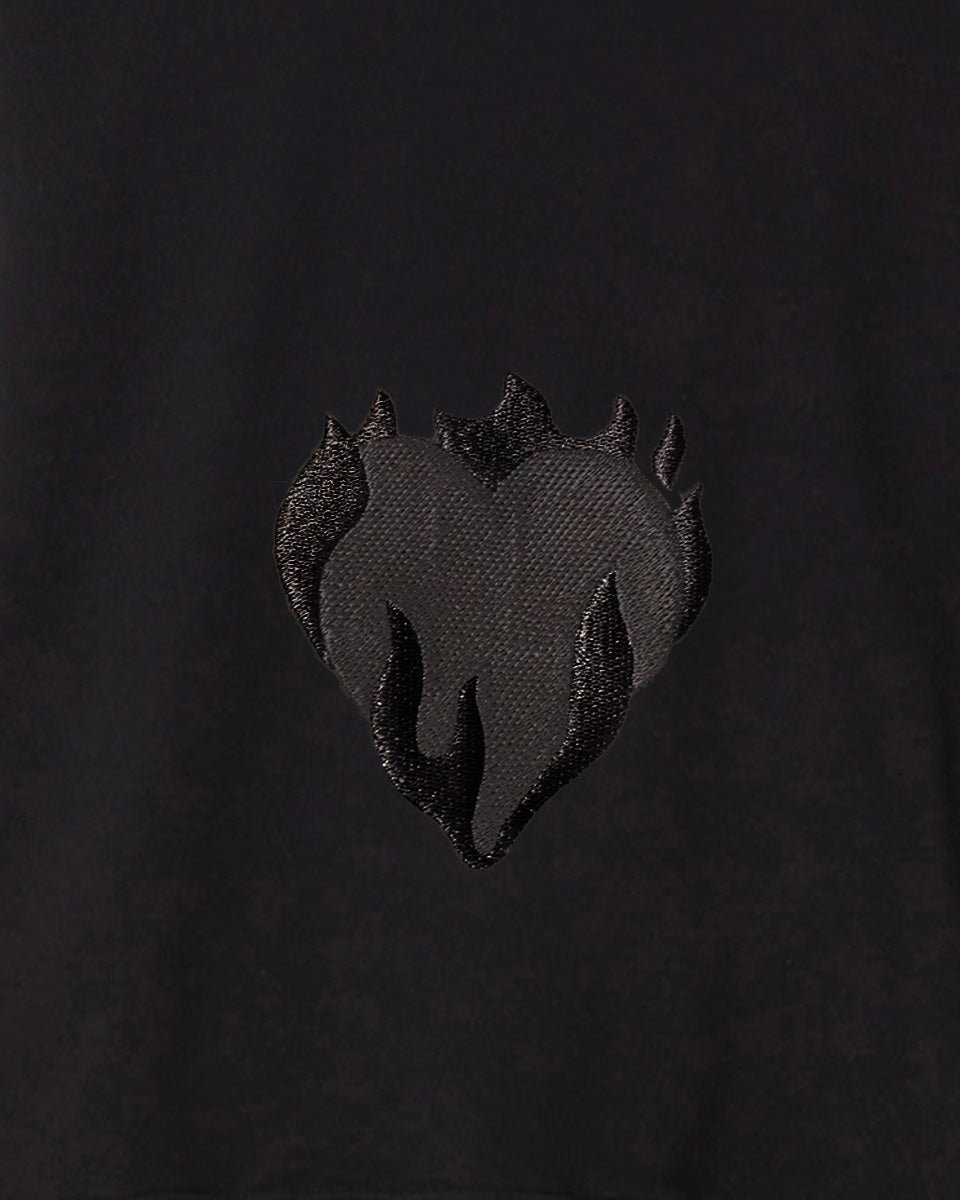Vision Of Super BLACK CREWNECK WITH EMBROIDERED FLAMING HEART Vendita Economica