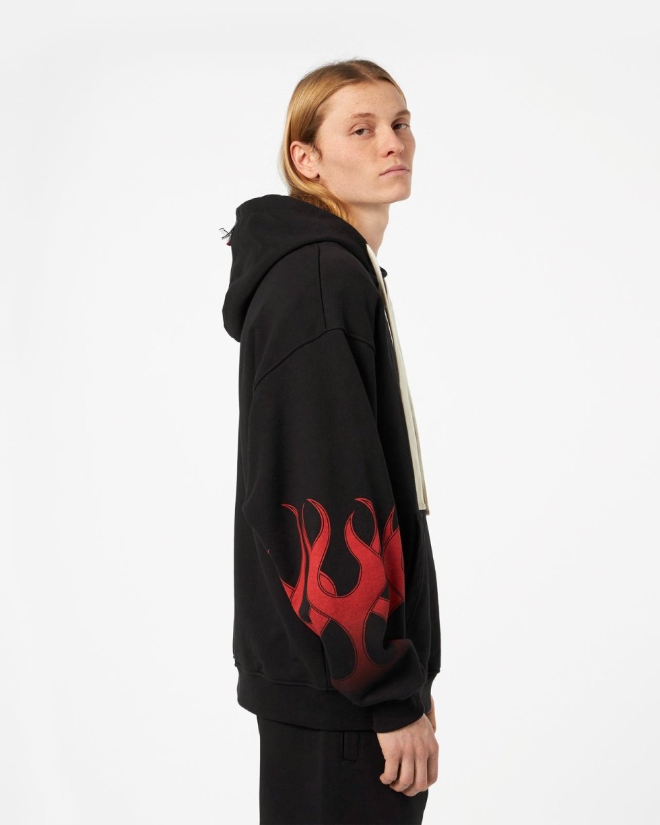 Vision Of Super BLACK HOODIE WITH RED FLAMES Italia