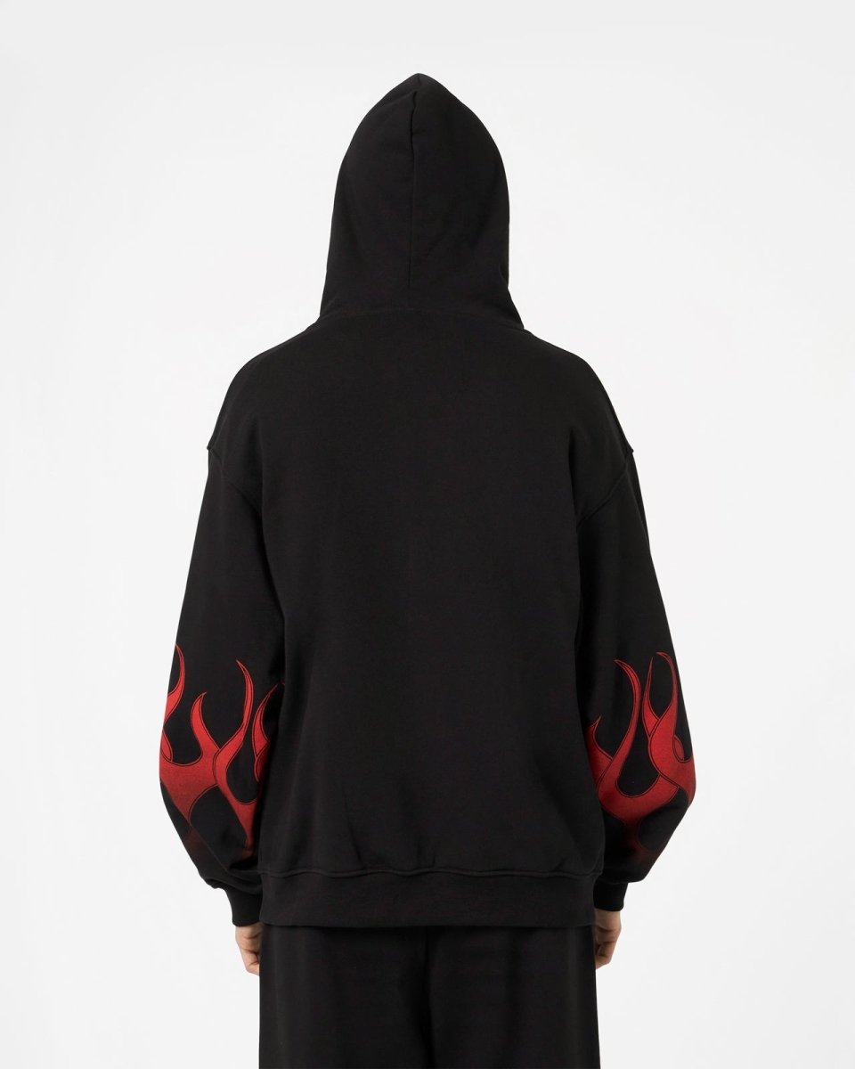 Vision Of Super BLACK HOODIE WITH RED FLAMES Italia