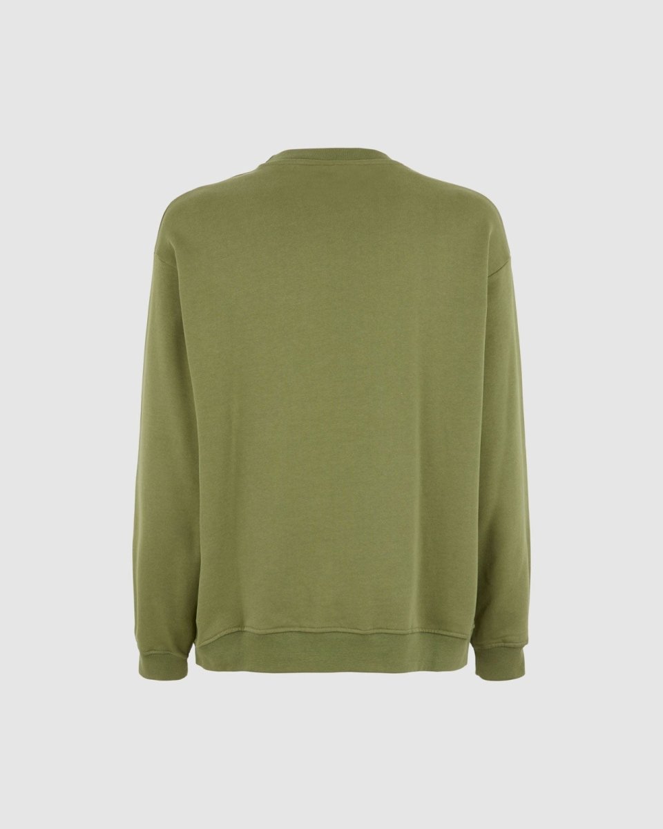 Vision Of Super GREEN CREWNECK WITH EMBROIDERED FLAMING HEART Nuovo