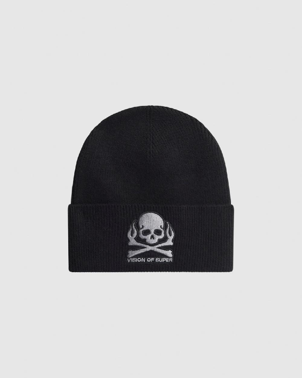 Vision Of Super BLACK BEANIE WITH SKULL PATCH Acquista Ora