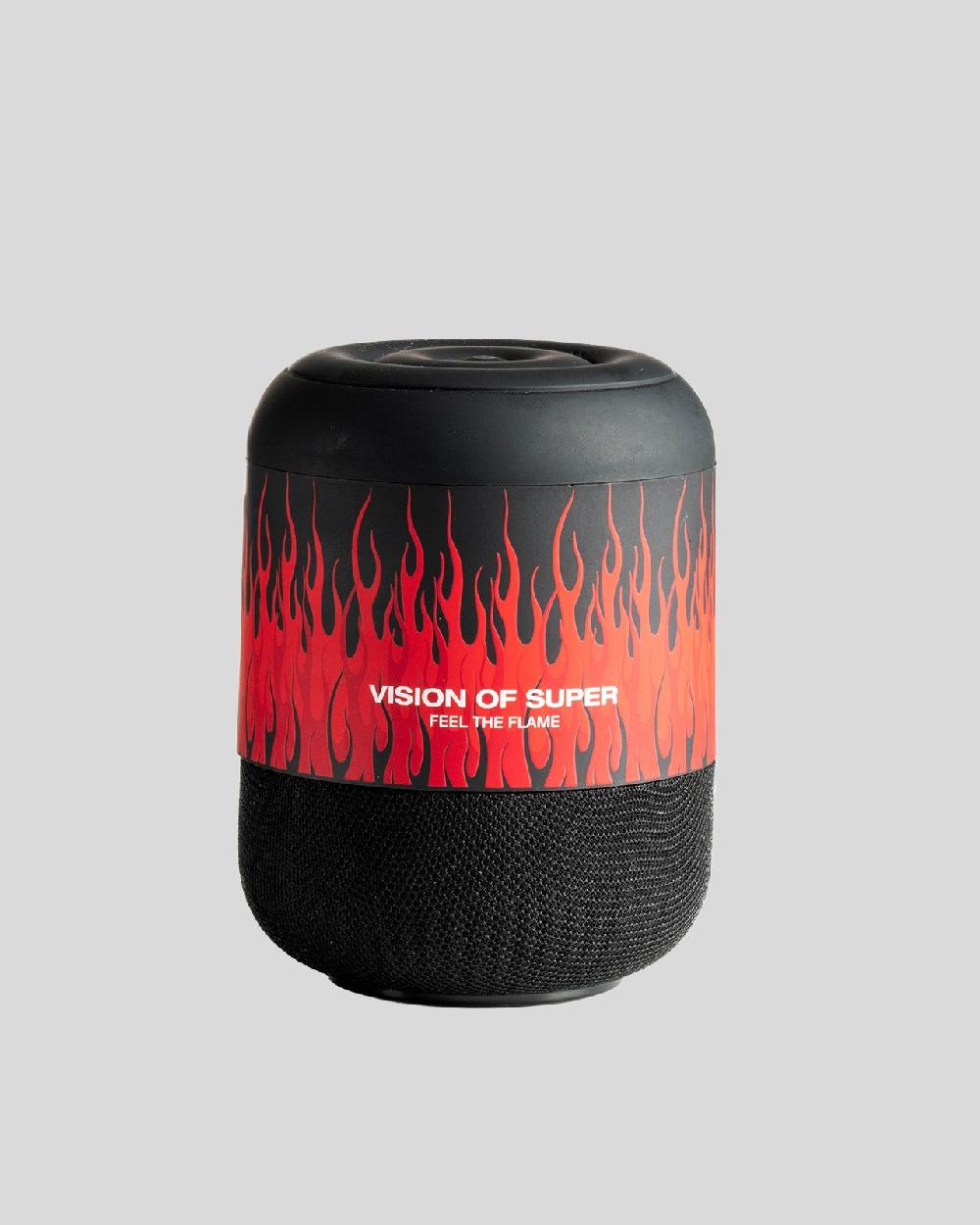 Vision Of Super BLACK SPEAKER WITH RED FLAMES AND WHITE LOGO Novità