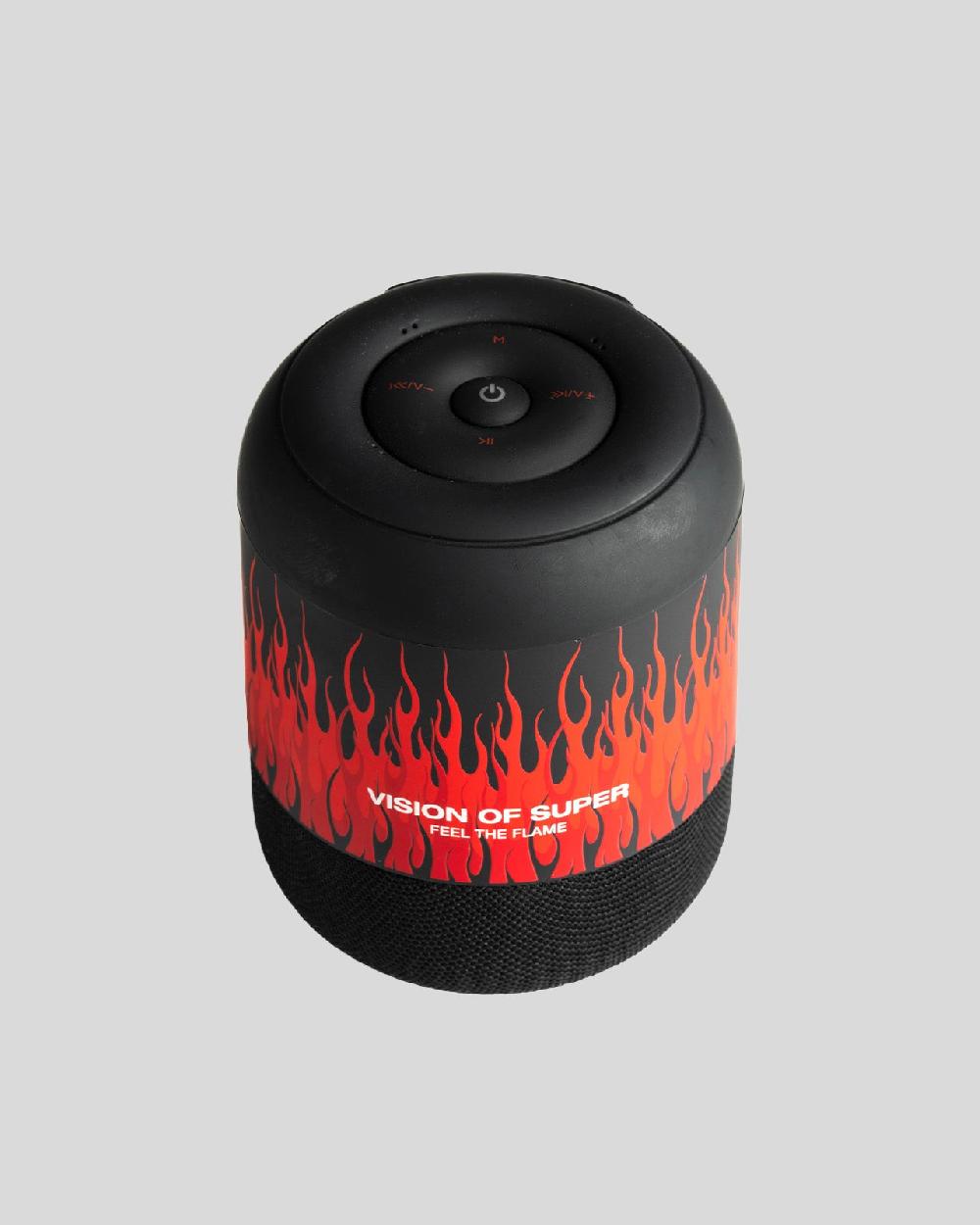 Vision Of Super BLACK SPEAKER WITH RED FLAMES AND WHITE LOGO Novità