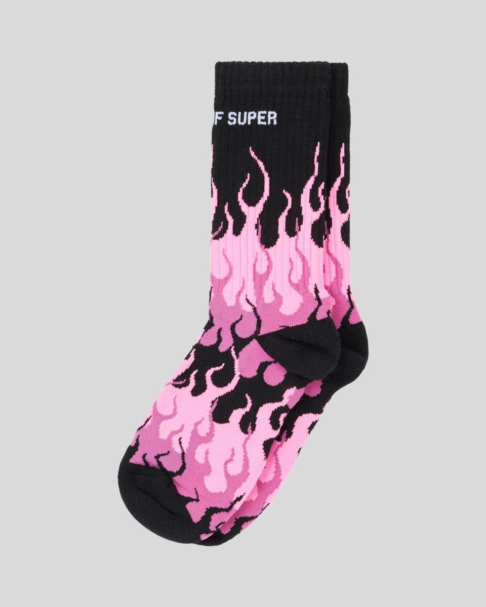 Vision Of Super BLACK SOCKS WITH FUCHSIA TRIPLE FLAMES Online