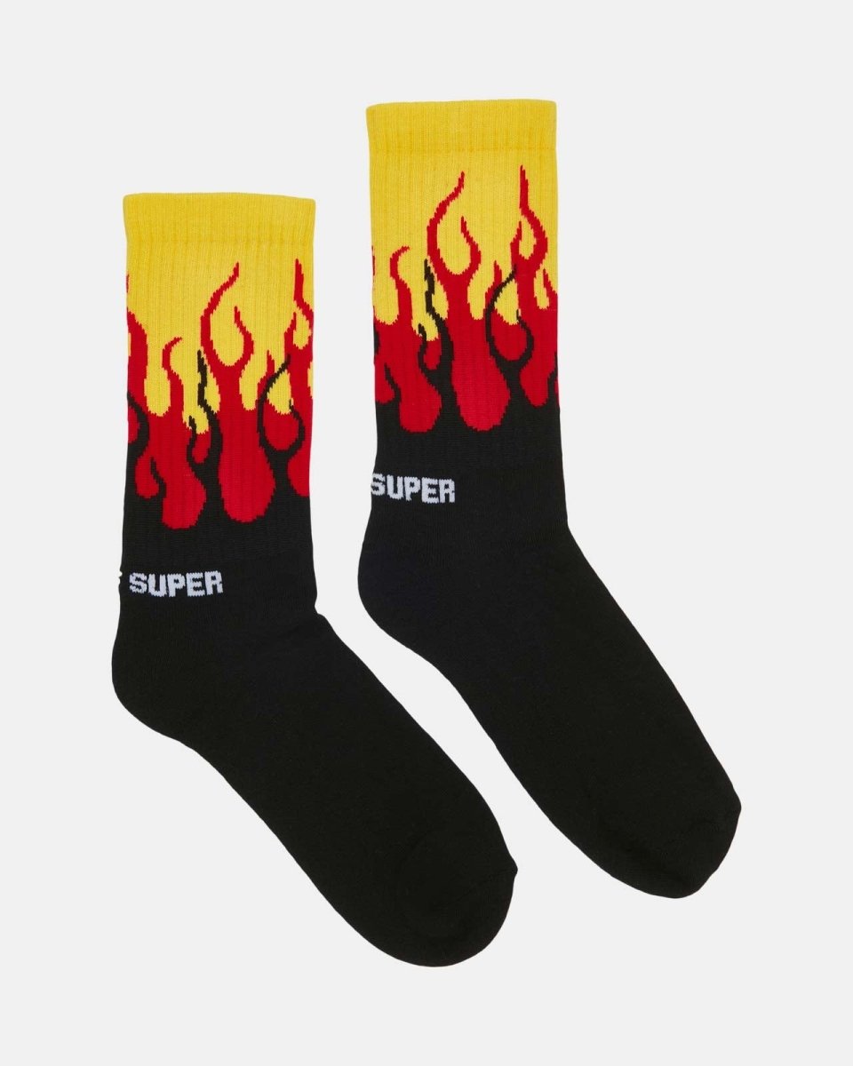 Vision Of Super RED YELLOW DOUBLE FLAMES SOCKS Vendita Calda